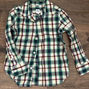 GAP Green and White Button Down Shirt